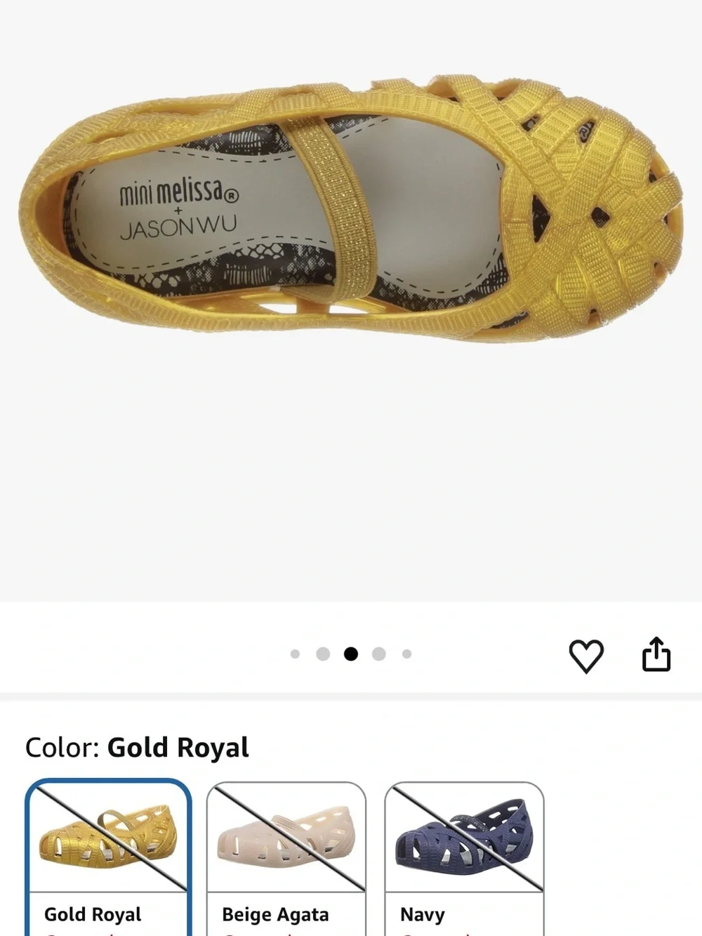 Mini Melissa x Jason Wu Kids Gold Mary Jane Jelly Sandals Size 12